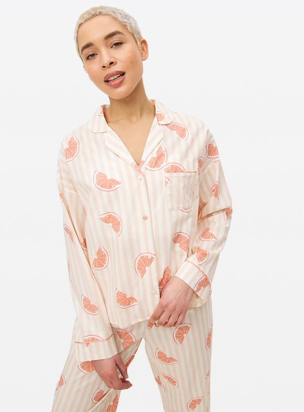 Pink Grapefruit Print Striped Traditional Pyjamas 6