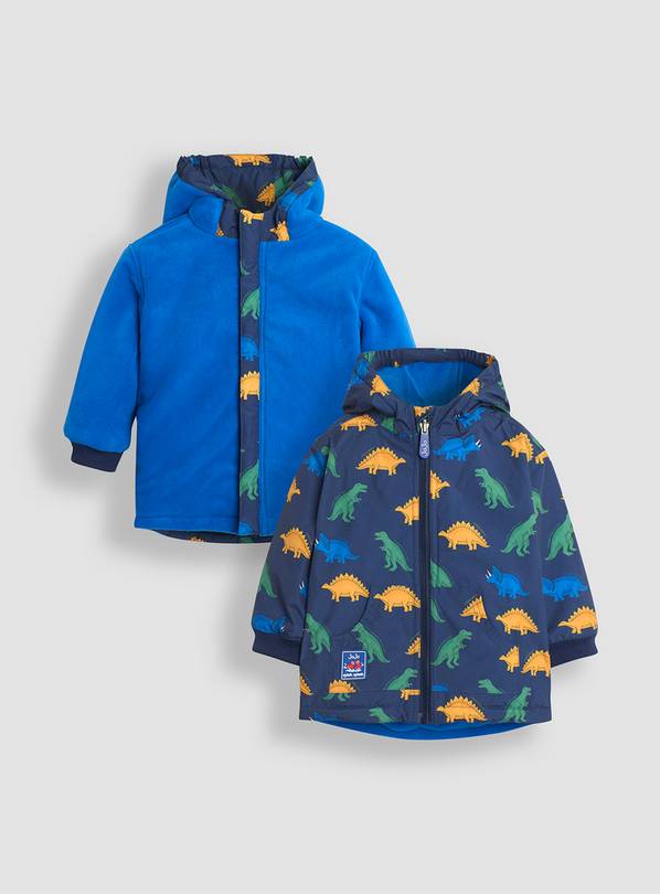 JOJO MAMAN B&Eacute;B&Eacute; Dinosaur Reversible Fleece Lined Jacket 12 - 18 month