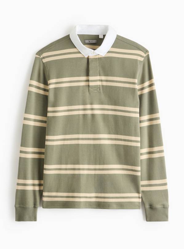 Green Stripe Long Sleeve Rugby Shirt S