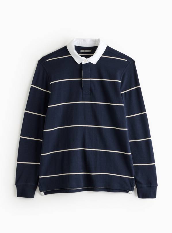 Navy Stripe Long Sleeve Rugby Shirt XL