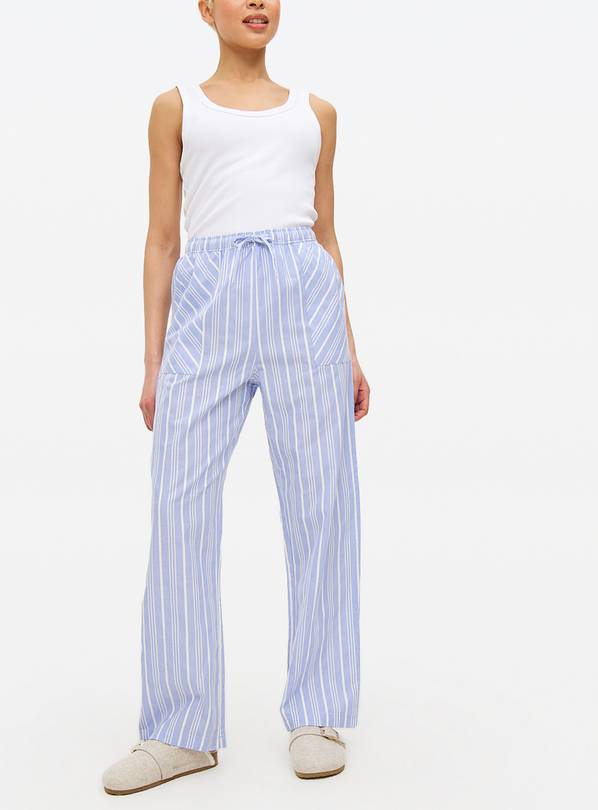 Dusky Blue Stripe Print Pyjama Bottoms 18