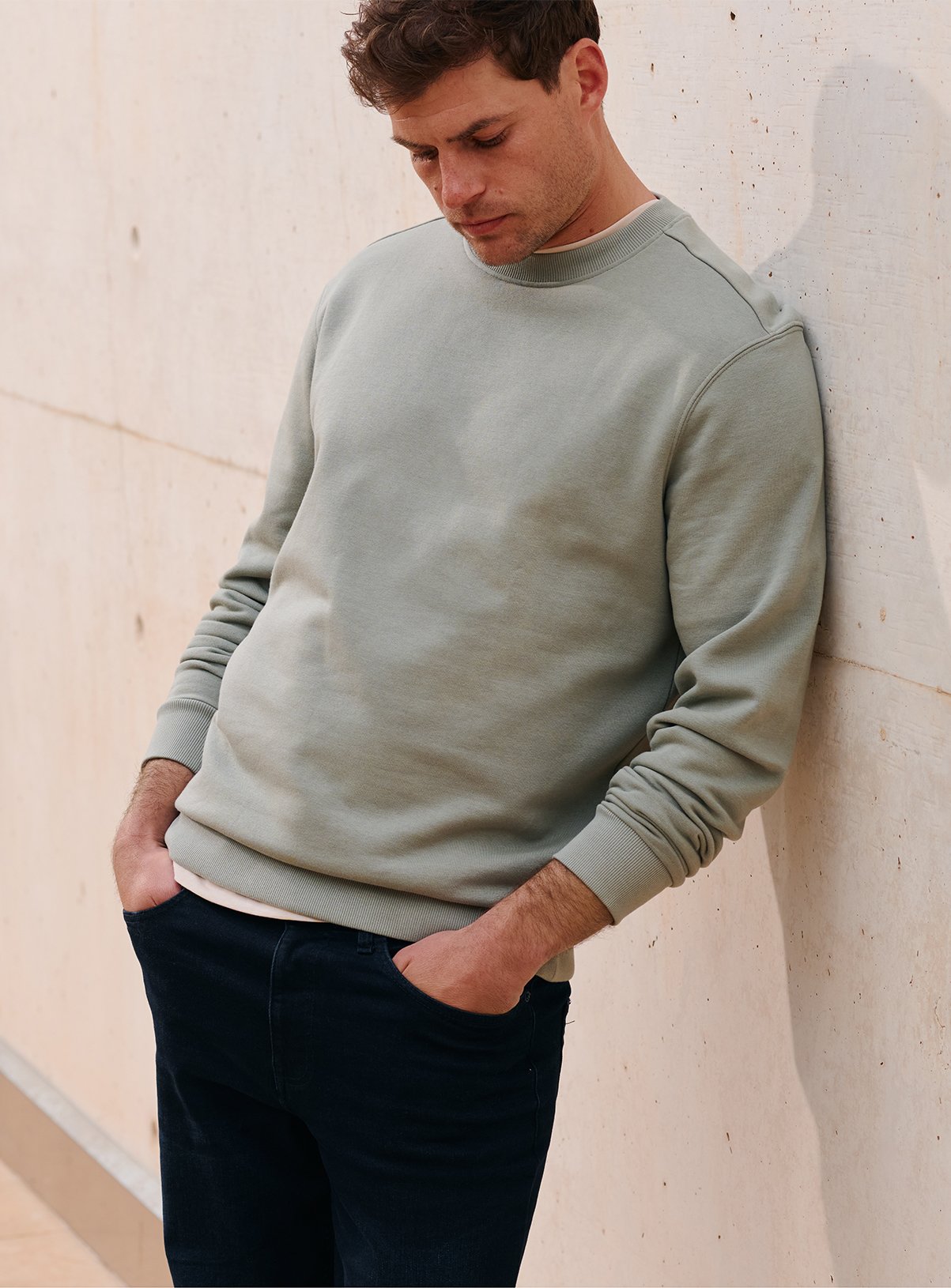 Men's Pale Green Crew Neck Sweatshirt