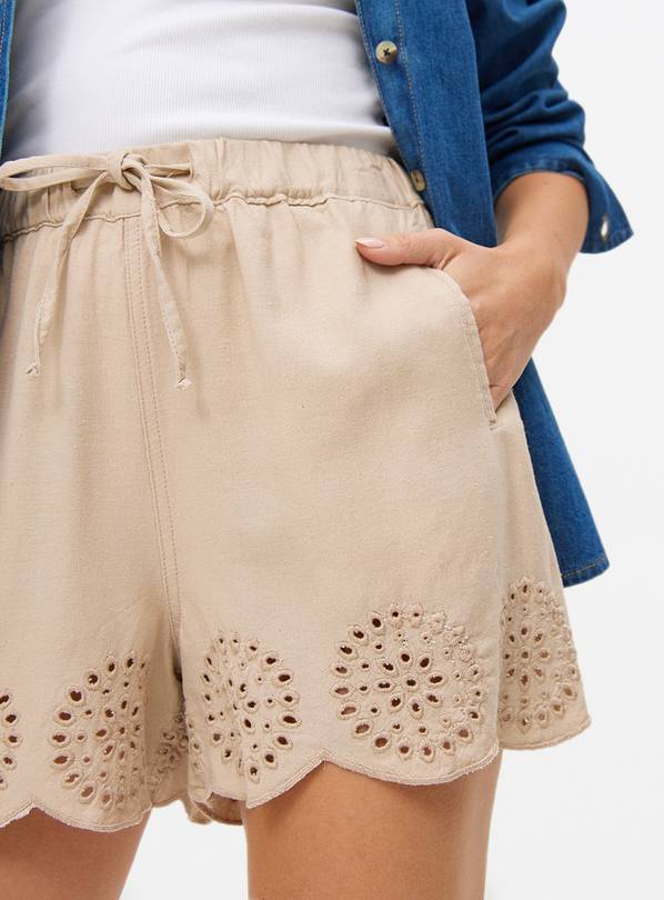 Taupe Embroidered Shorts 22