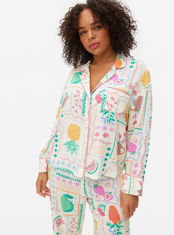 Cream Fruit Stamp Print Traditional Pyjamas 8
