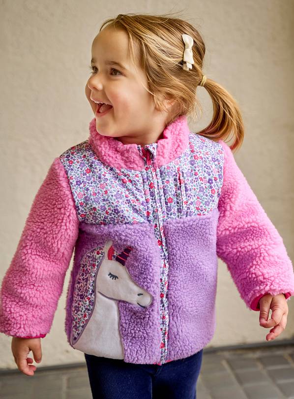 JOJO MAMAN BÉBÉ Unicorn Applique Borg Zip Up Sweatshirt 6-12 months