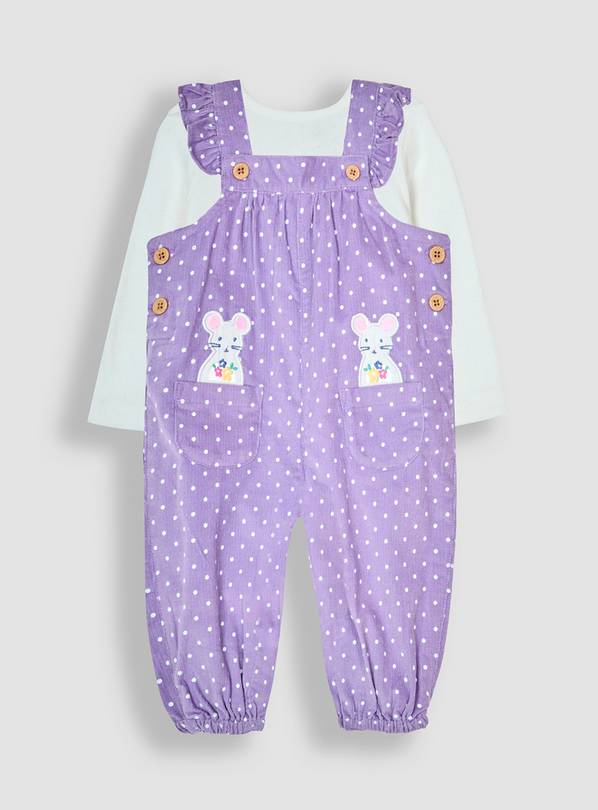 JOJO MAMAN BÉBÉ Mouse Applique Cord Dungarees & Top Set 18-24 month