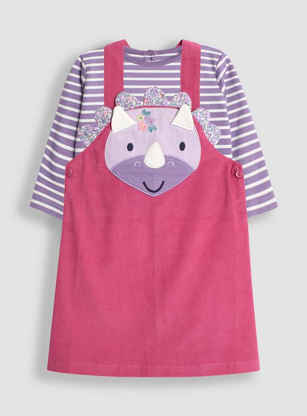 JOJO MAMAN BÉBÉ Dino Applique Pinafore Dress & Top Set 12 - 18 month