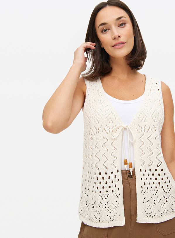 Neutral Tie-Front Crochet Waistcoat 24