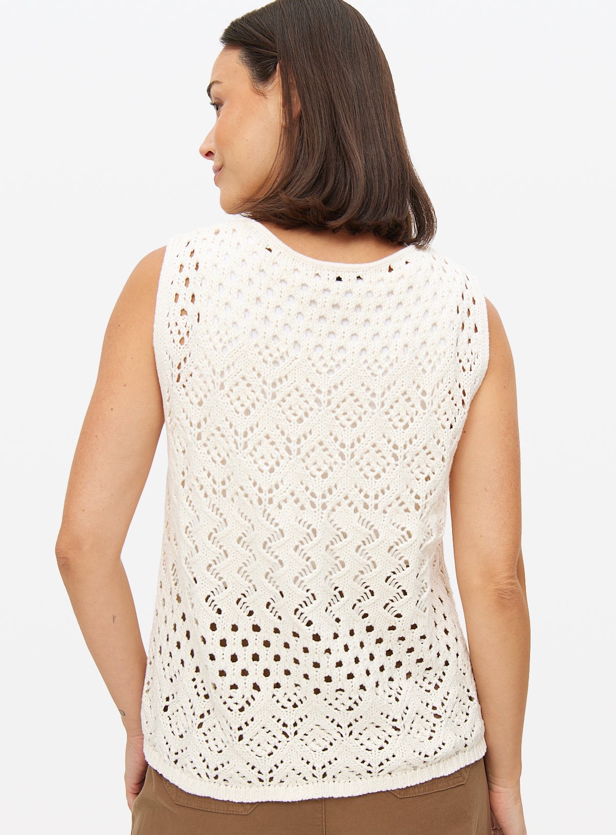 Neutral Tie-Front Crochet Waistcoat 24 - Image 4 thumbnail