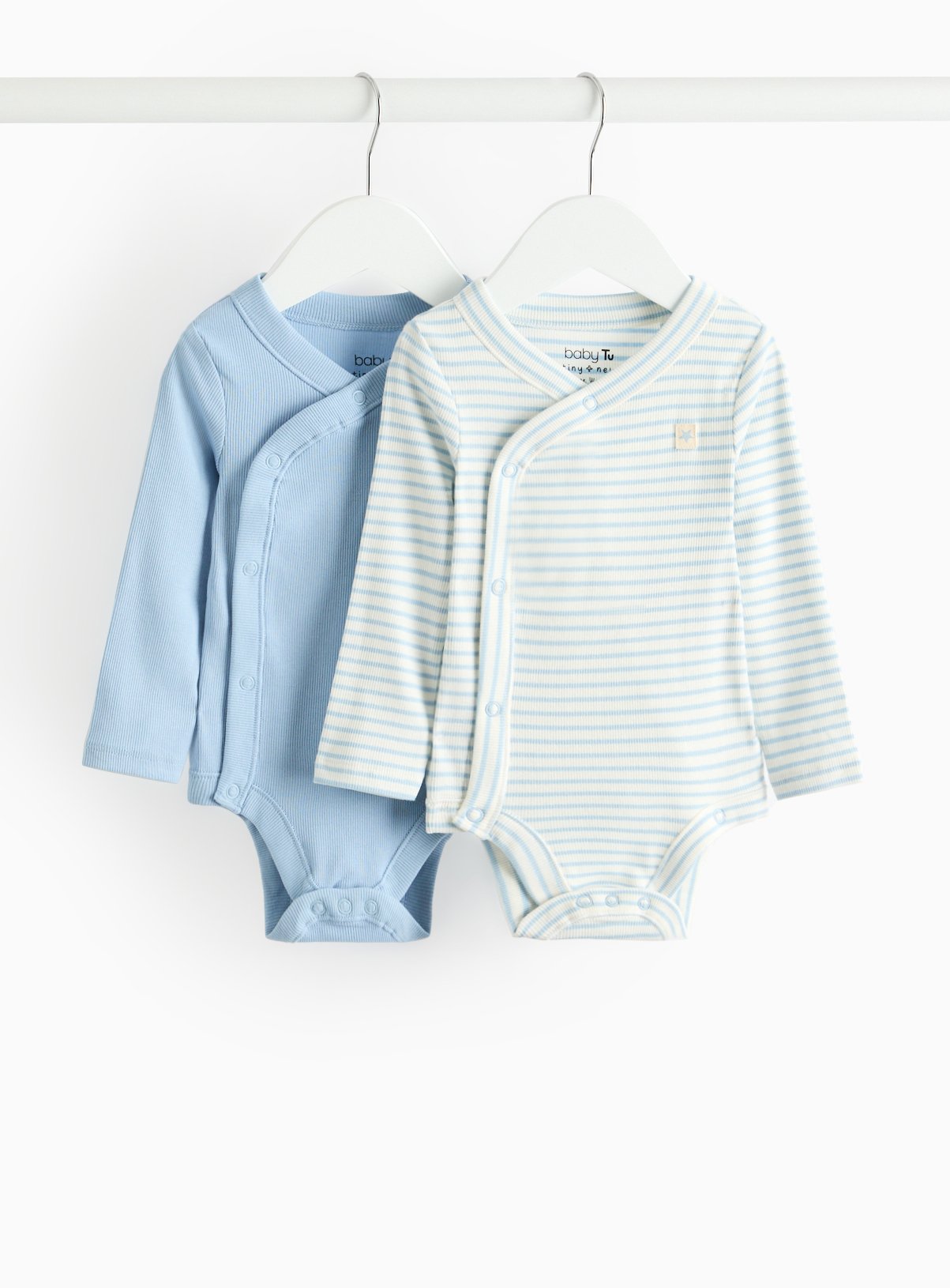 Blue Blue Stripe Wrap-Front Bodysuit 2 Pack (18-24 Months) - Tu by Sainsbury's
