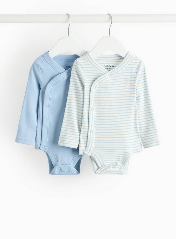 Blue Stripe Wrap-Front Bodysuit 2 Pack 9-12 months