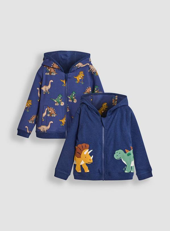 JOJO MAMAN BÉBÉ Dinosaur Applique Reversible Hoodie 3-4 Years