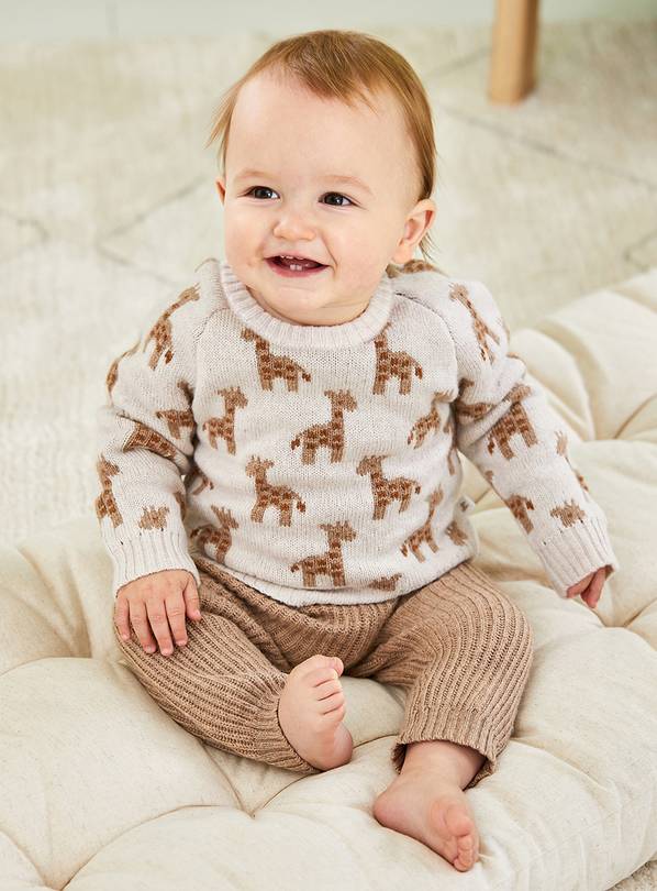 JOJO MAMAN BÉBÉ Knitted Giraffe Jumper & Trouser Baby Set 6-12 months