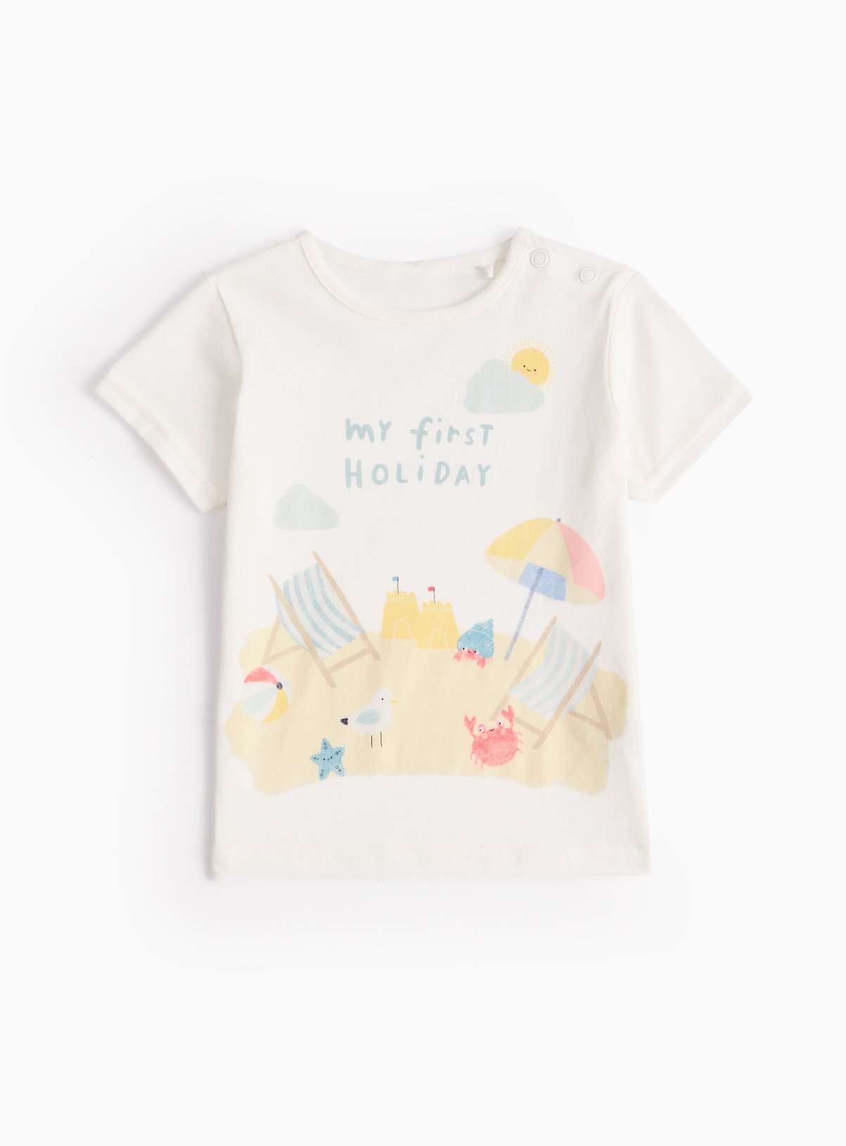 White White My First Holiday T-Shirt - Tu by Sainsbury's