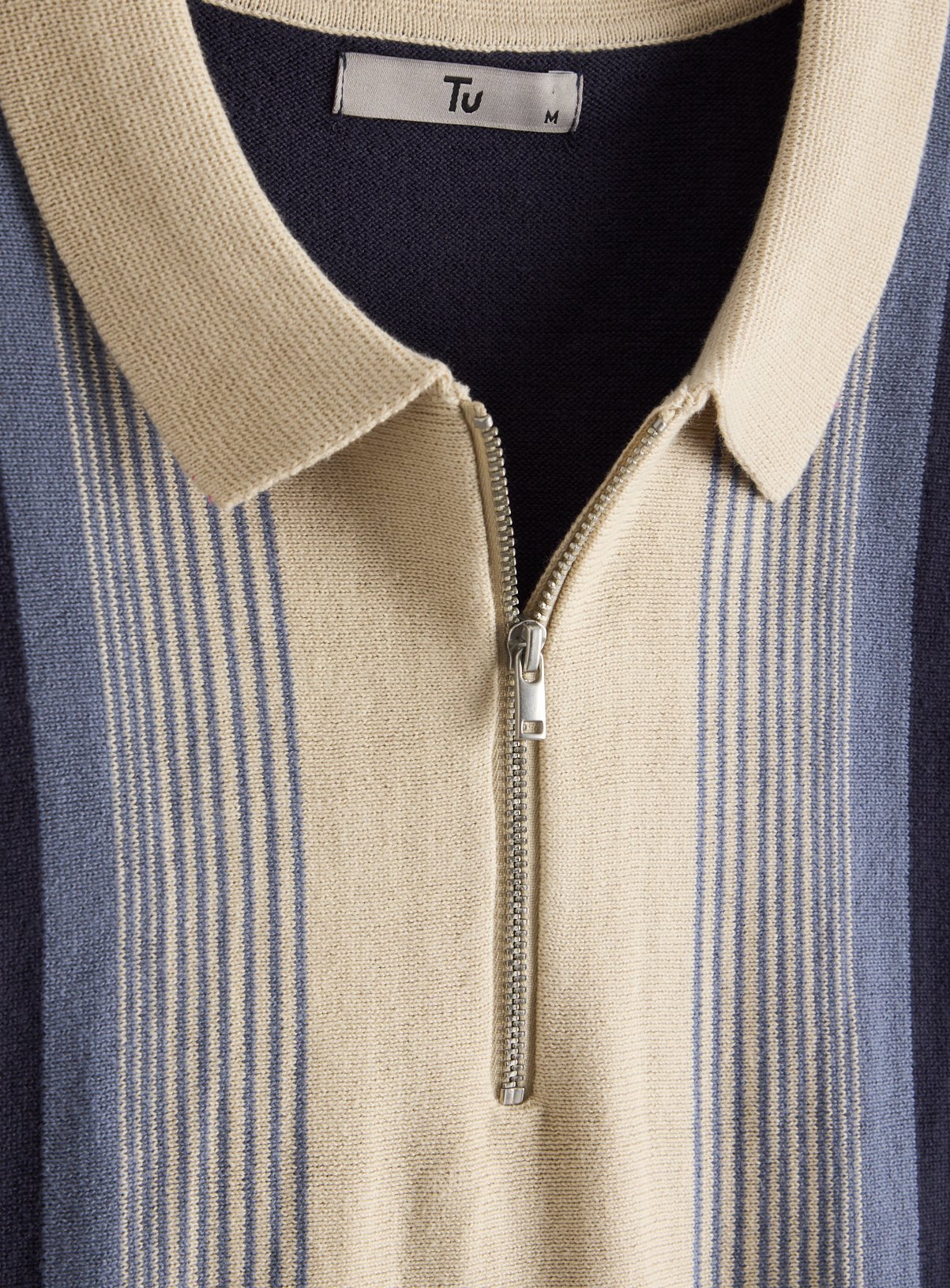 Navy Colour Block Knit Polo Shirt XL - Image 4 thumbnail