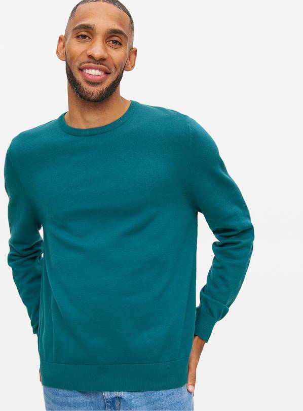 Teal Crew Neck Knitted Jumper L