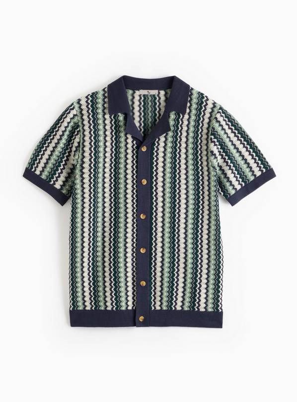 Navy Zig Zag Stitch Shirt XXXL