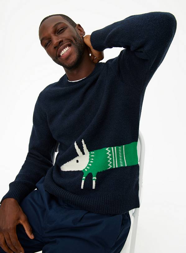 Tu X Scion Christmas Navy Mr Fox Knitted Jumper XXXL