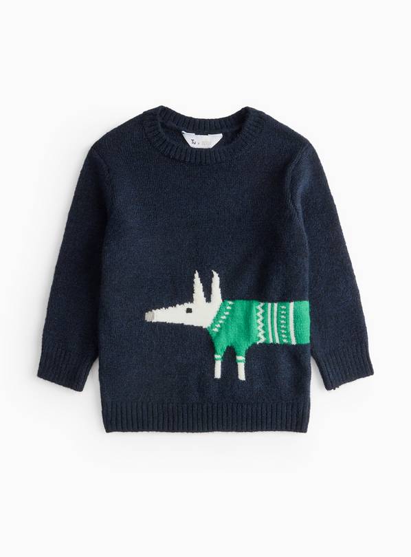 Tu X Scion Christmas Navy Mr Fox Knitted Jumper  2 years