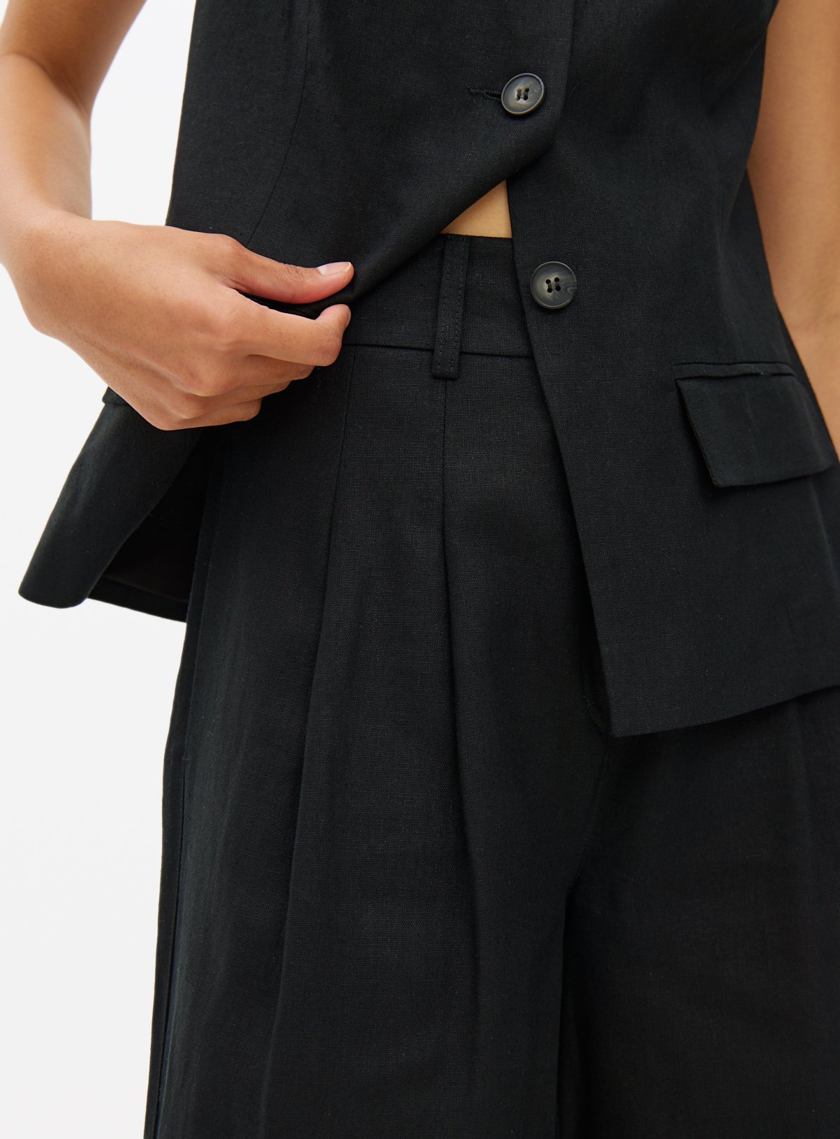 Black Linen Ultra Wide Co-ord Trousers 22R - Image 3 thumbnail