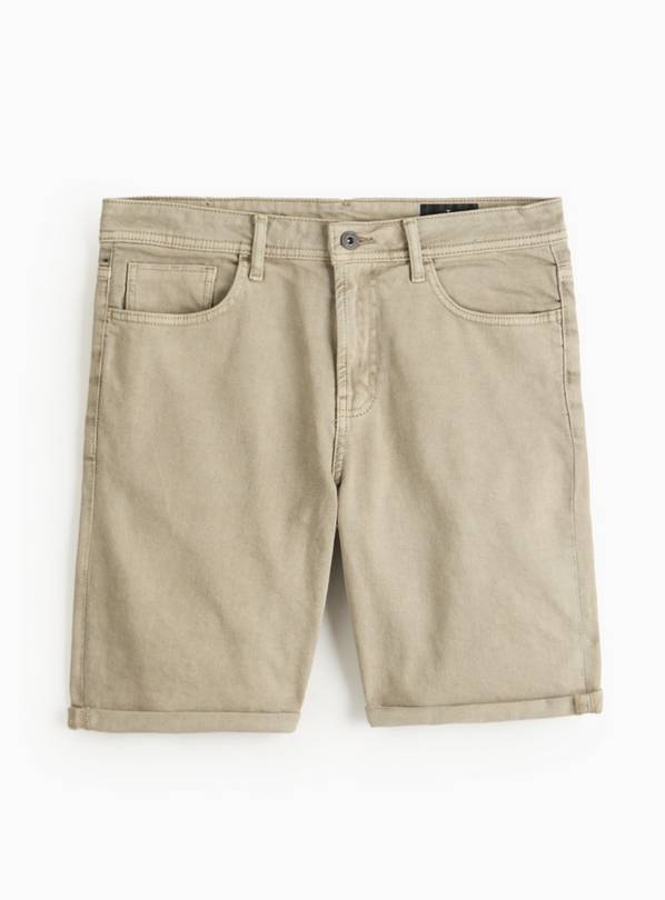 Grey Garment Dye Denim Shorts 42