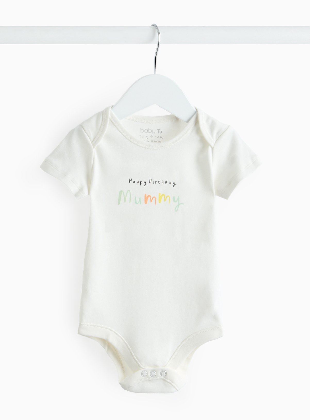 White White Cream Happy Birthday Mummy Slogan Bodysuit - Tu by Sainsbury's