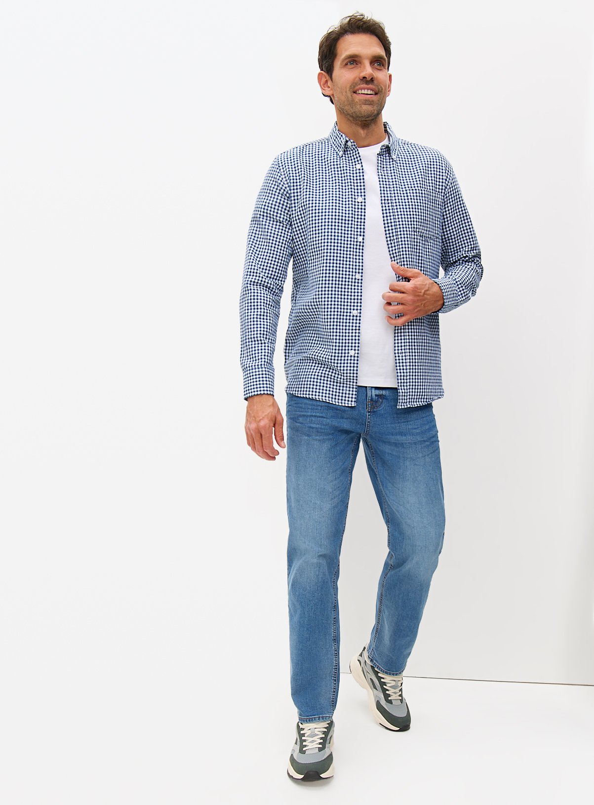 Navy Gingham Oxford Shirt XL - Image 2 thumbnail