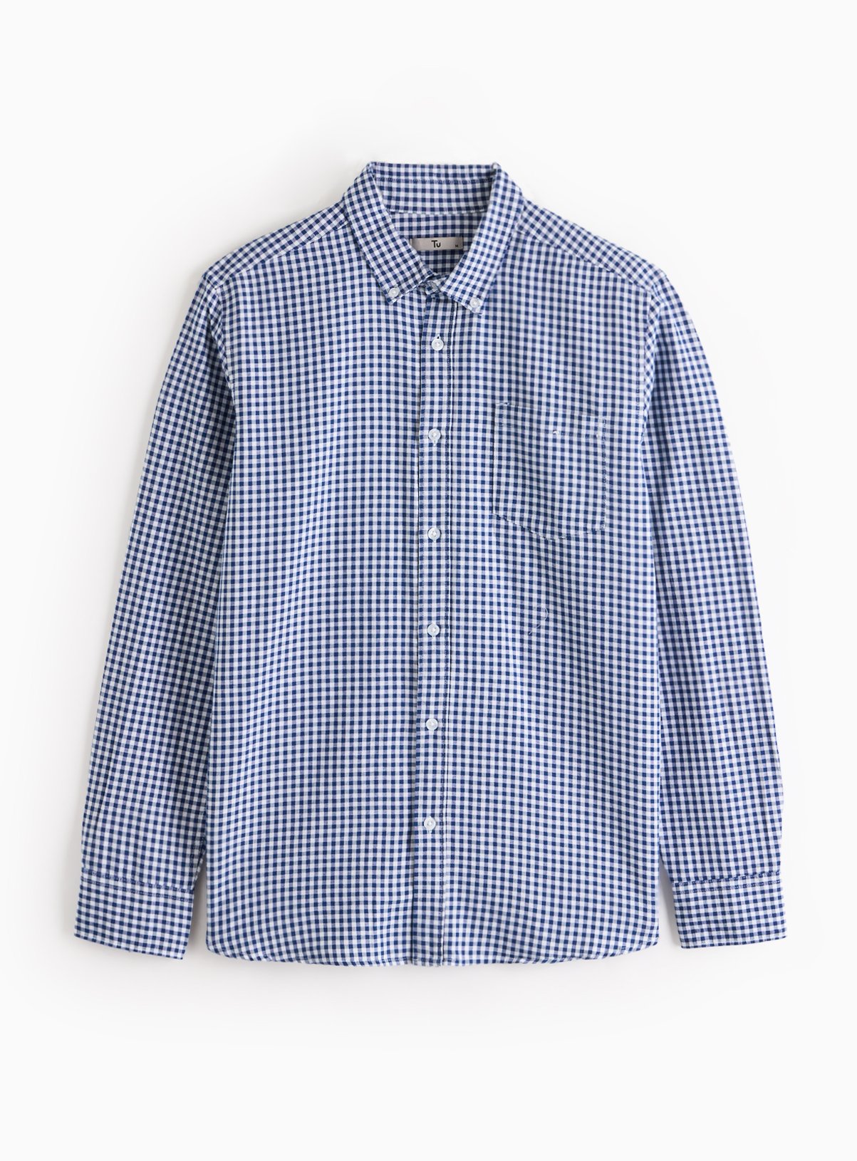 Navy Gingham Oxford Shirt XL - Image 3 thumbnail