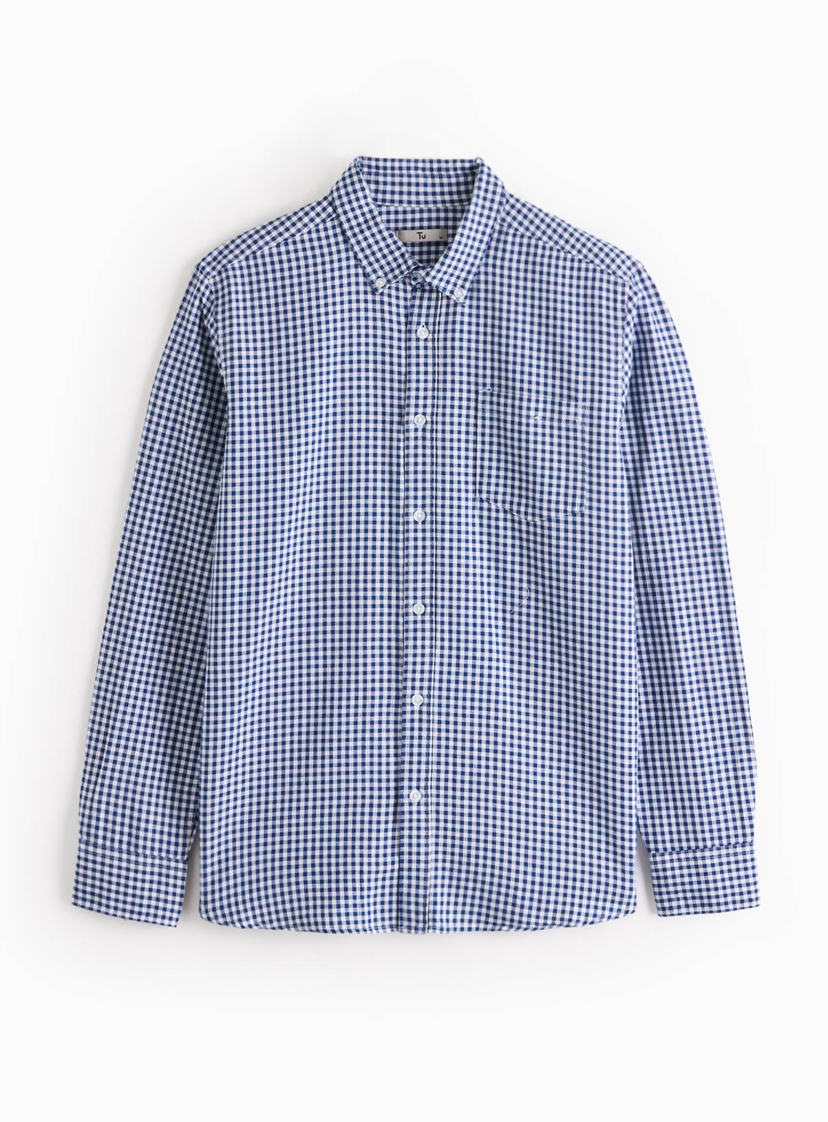 Navy Gingham Oxford Shirt XL - Image 3