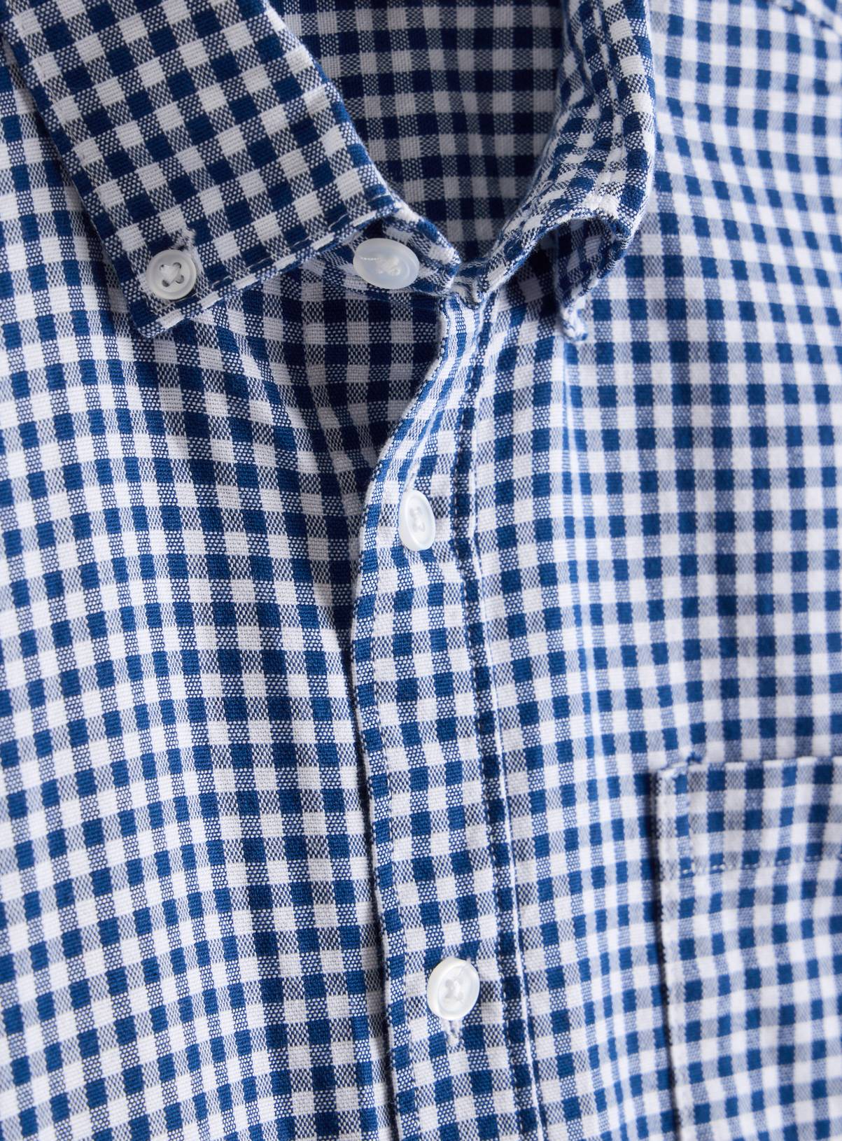 Navy Gingham Oxford Shirt XL - Image 4