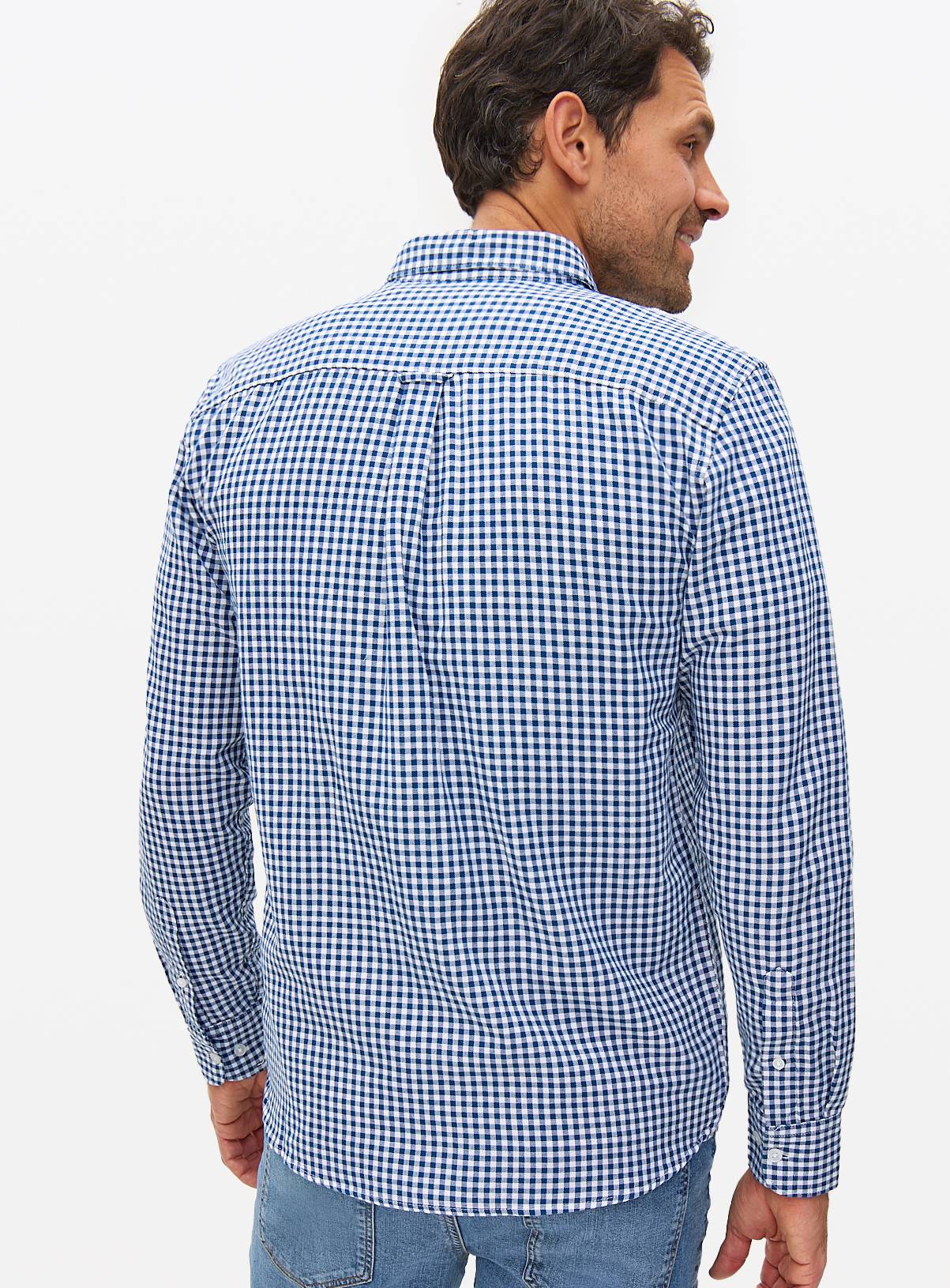 Navy Gingham Oxford Shirt XL - Image 5