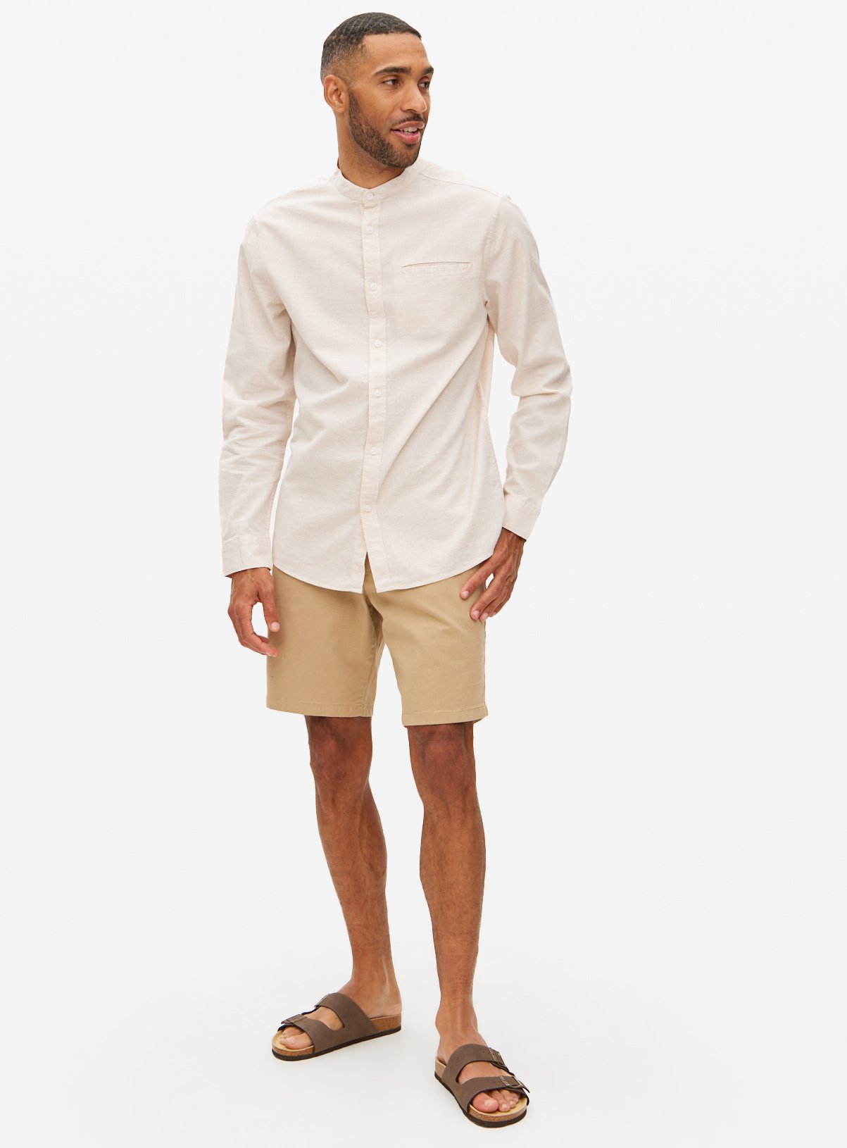 Neutral Textured Grandad Shirt L - Image 2 thumbnail