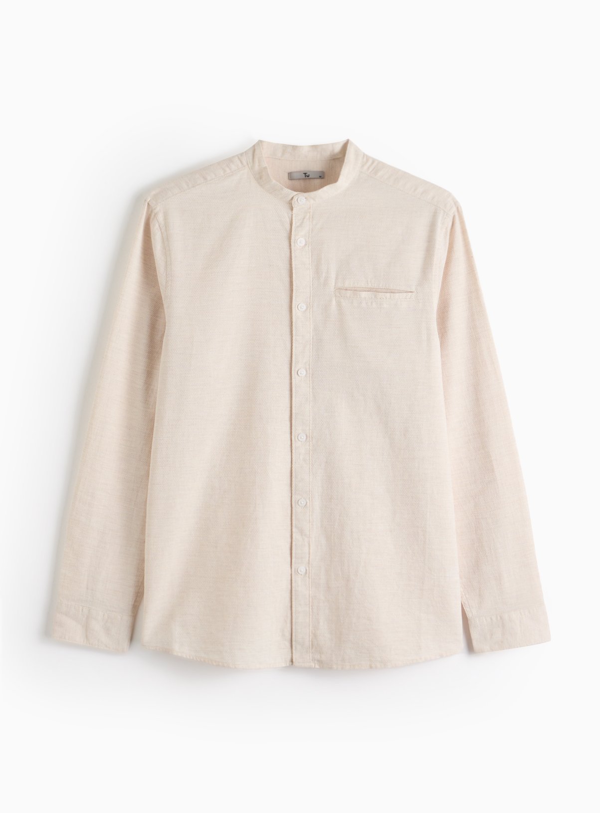 Neutral Textured Grandad Shirt L - Image 3 thumbnail
