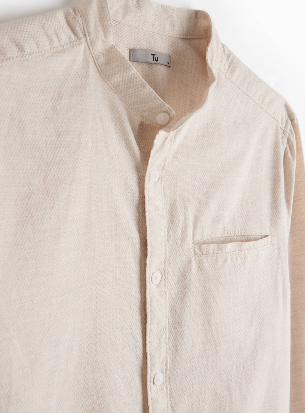 Neutral Textured Grandad Shirt L - Image 4