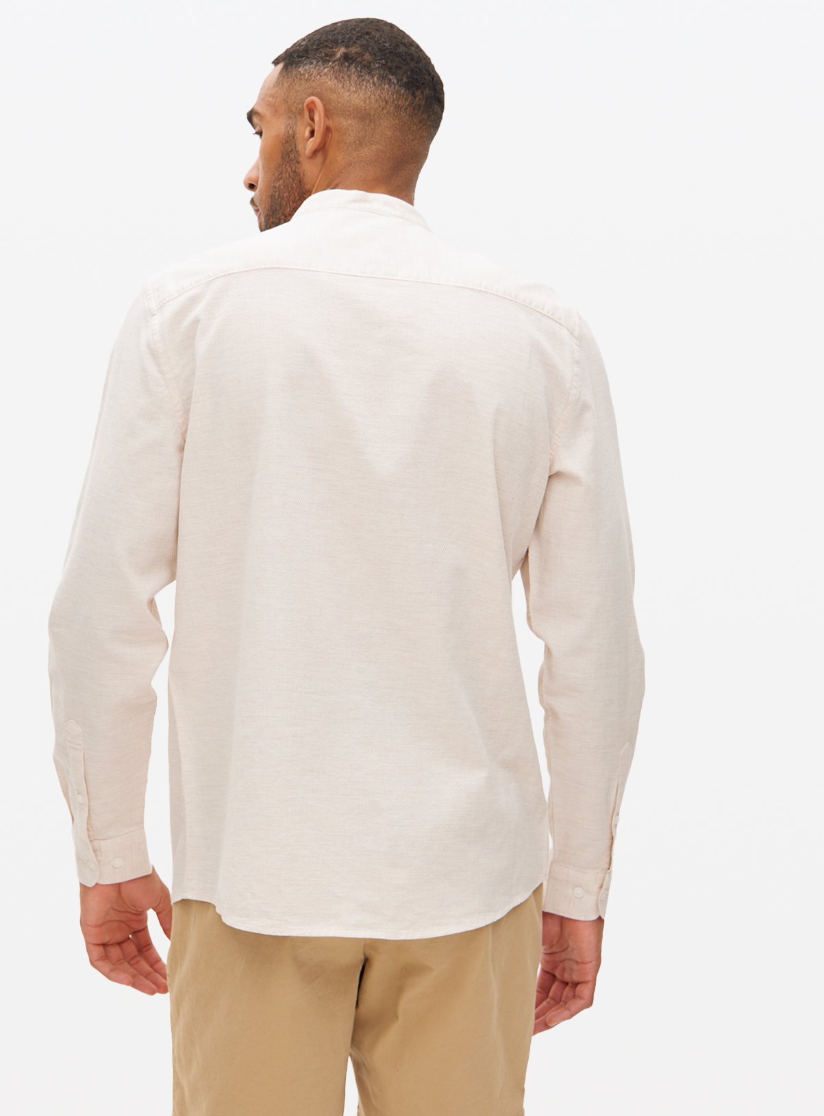 Neutral Textured Grandad Shirt L - Image 5 thumbnail