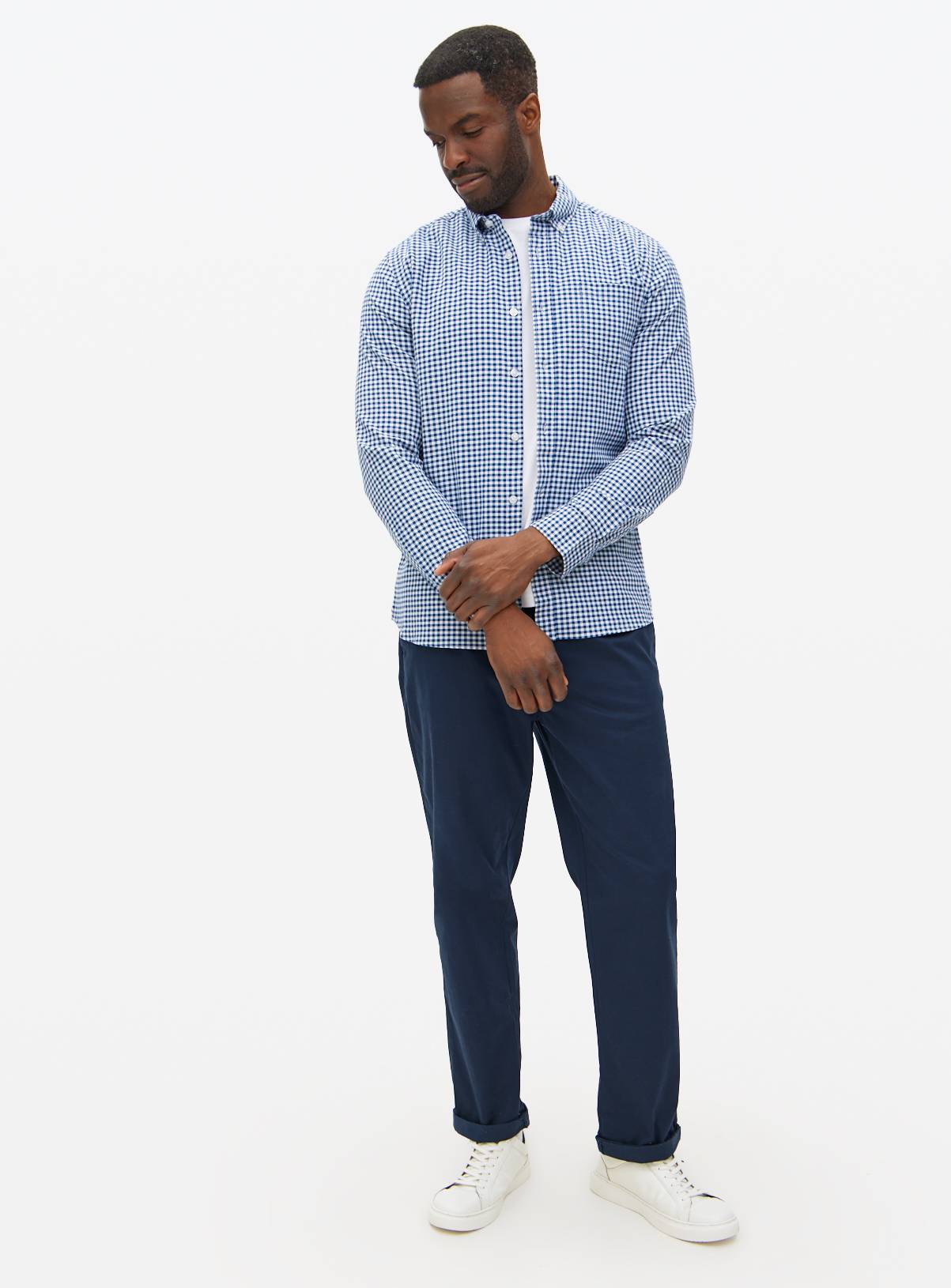 Navy Gingham Slim-Fit Oxford Shirt  XXXL - Image 2