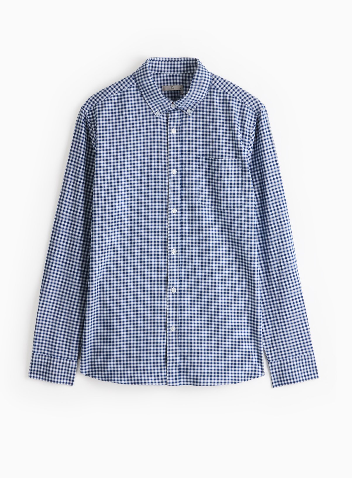 Navy Gingham Slim-Fit Oxford Shirt  XXXL - Image 3 thumbnail