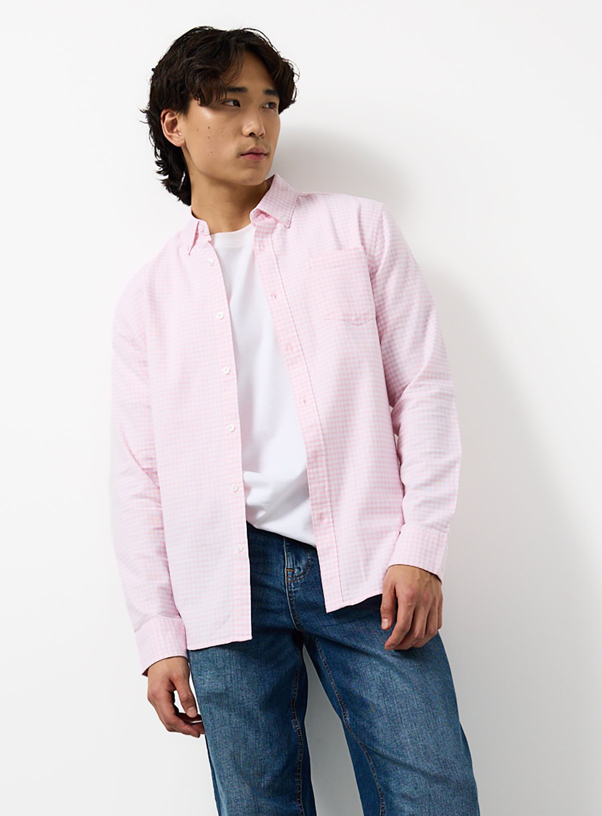 Pink Gingham Slim-Fit Oxford Shirt  L - Image 2 thumbnail