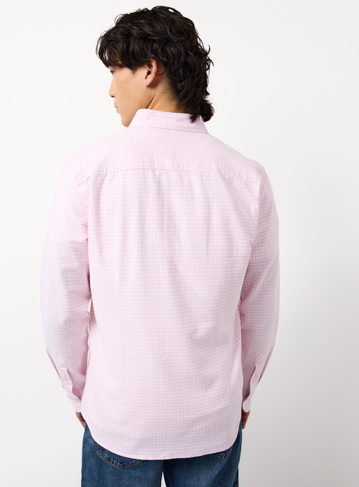 Pink Gingham Slim-Fit Oxford Shirt  L - Image 5 thumbnail