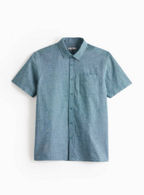 Teal Short Sleeve Chambray Shirt XXL