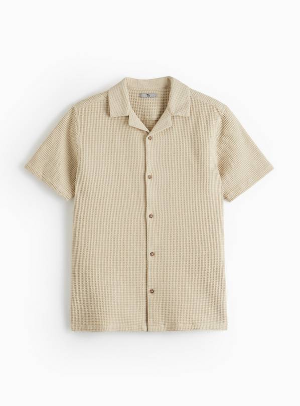 Stone Waffle Textured Shirt XXXL
