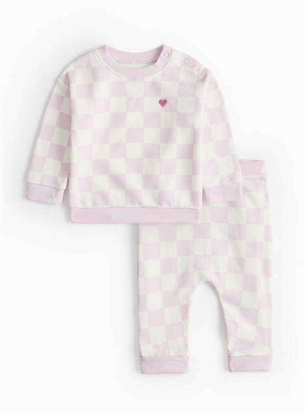 Lilac Chequered Print Sweat Set 12-18 months