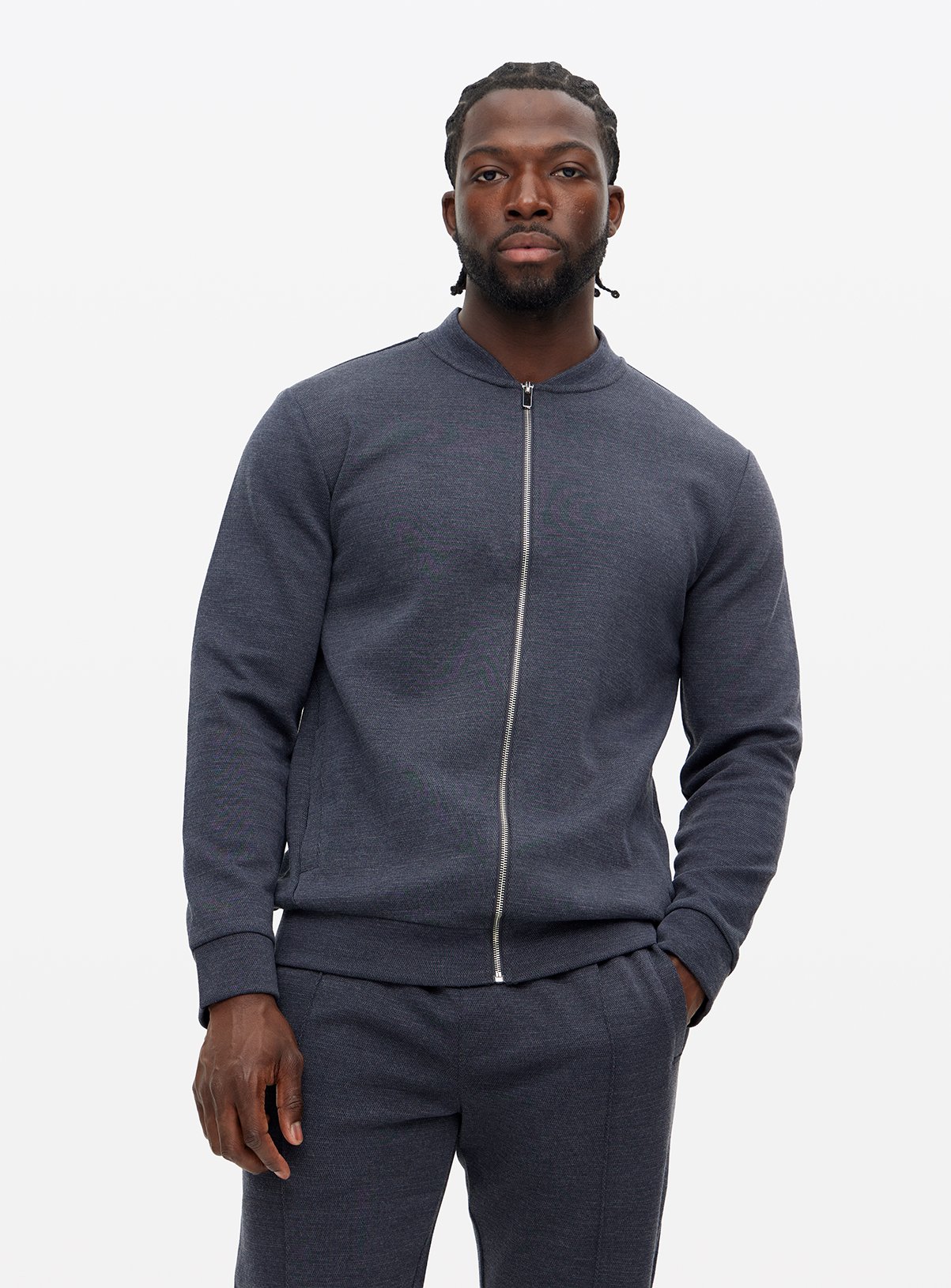 Navy Zip Through Bomber Sweatshirt XXL