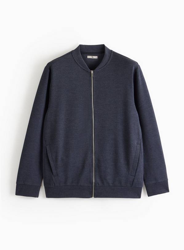 Navy Zip Through Bomber Sweatshirt S