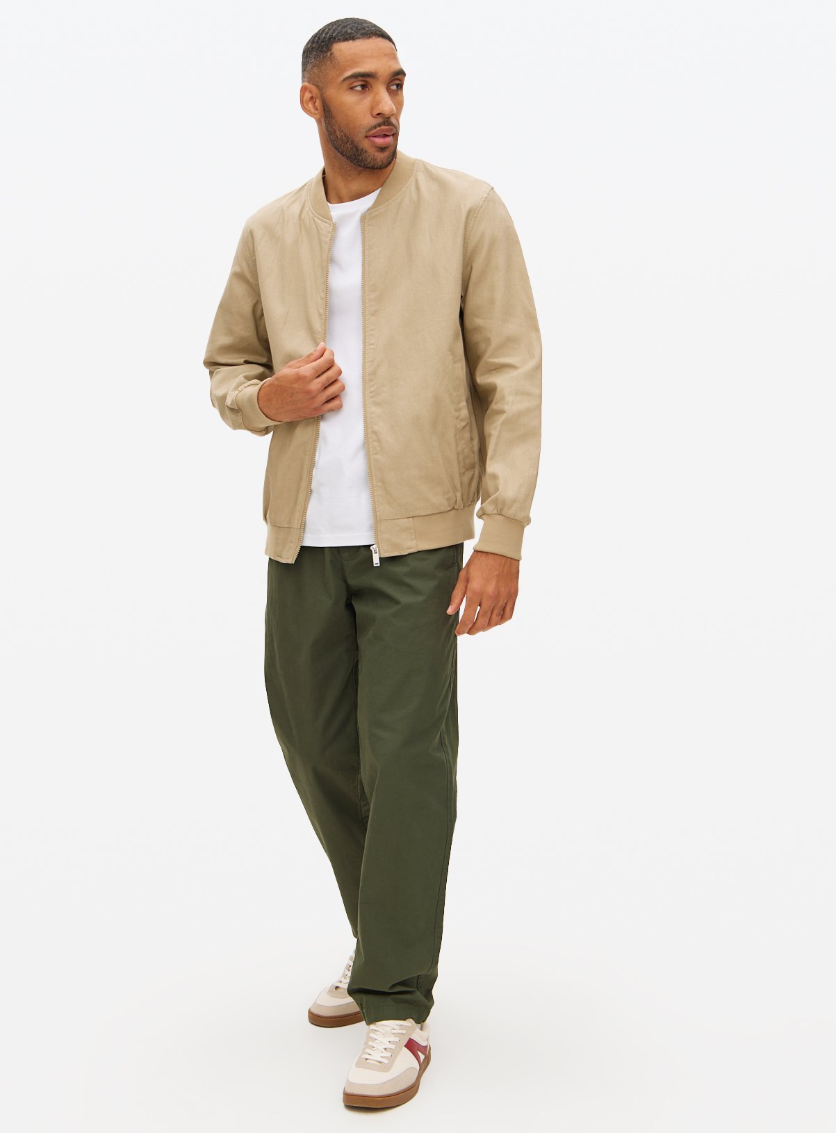 Brown Linen Bomber Jacket XXL - Image 2 thumbnail