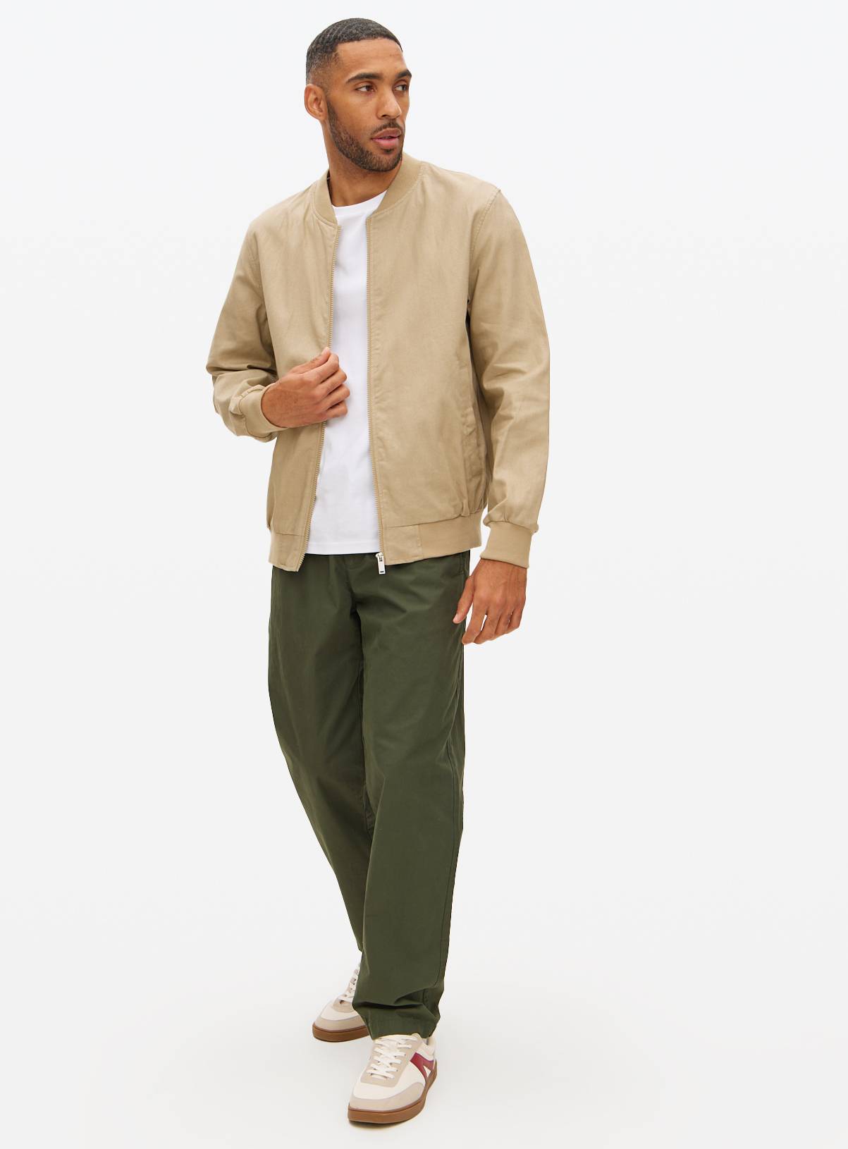 Brown Linen Bomber Jacket XXL - Image 2