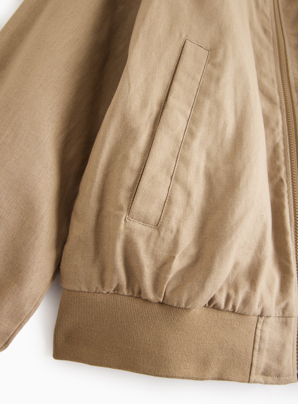 Brown Linen Bomber Jacket XXL - Image 4 thumbnail