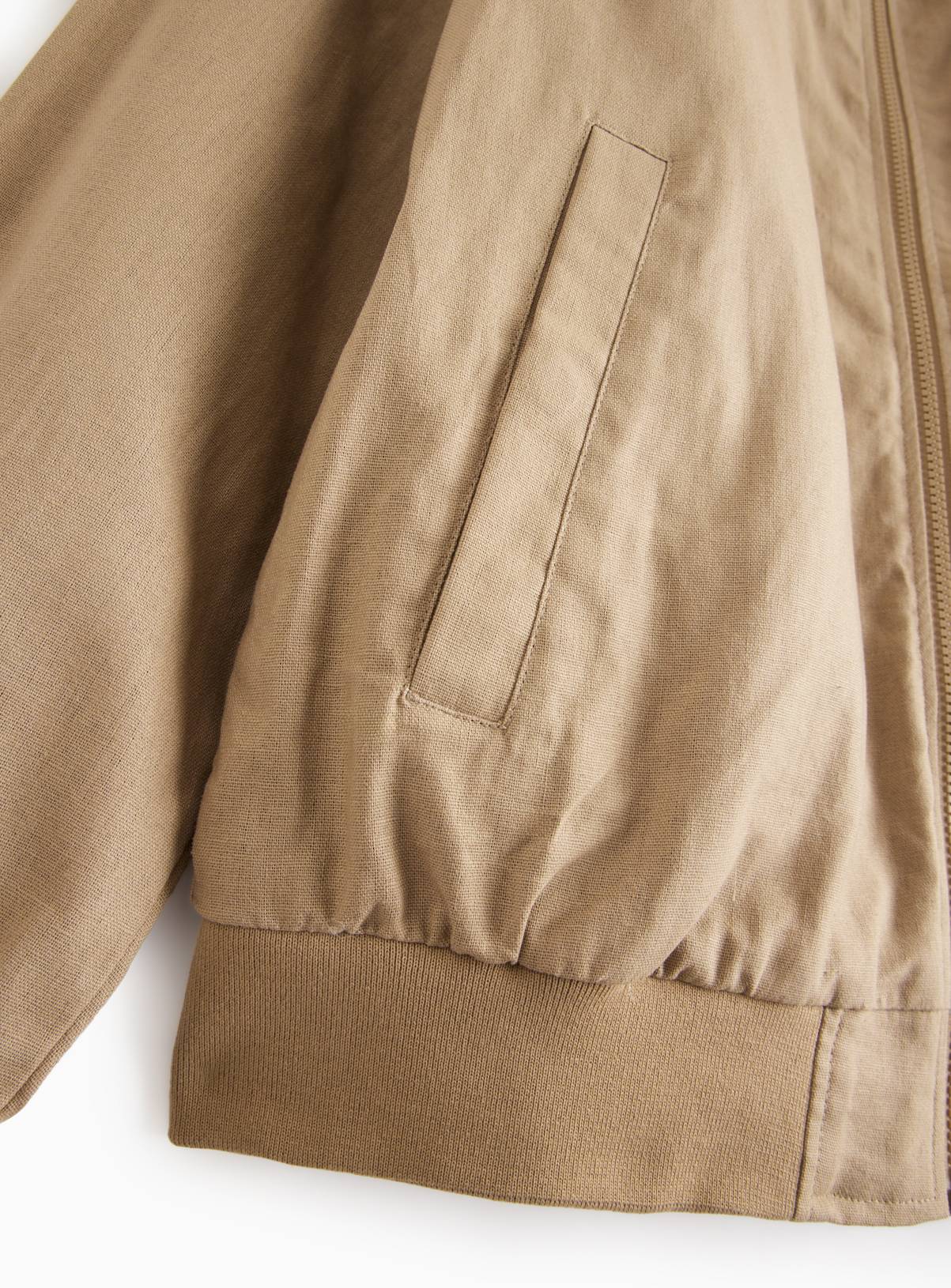 Brown Linen Bomber Jacket XXL - Image 4