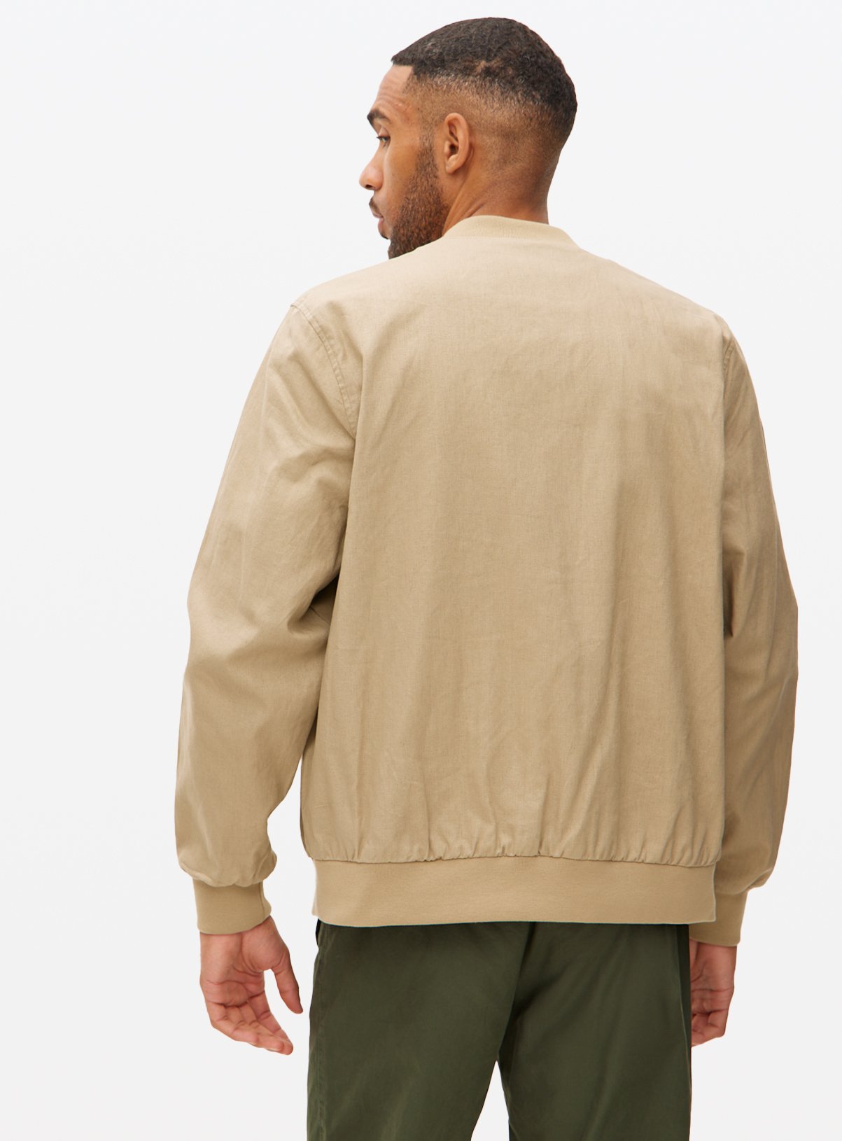 Brown Linen Bomber Jacket XXL - Image 5 thumbnail