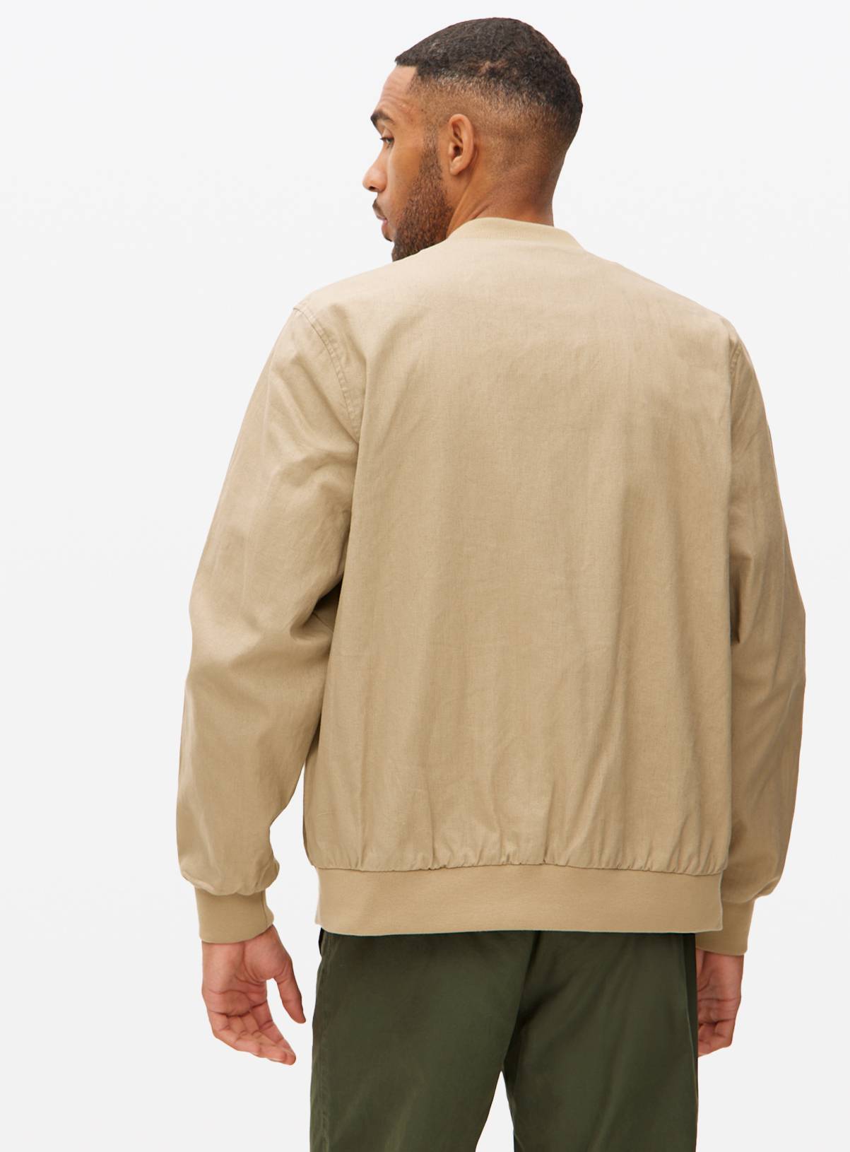 Brown Linen Bomber Jacket XXL - Image 5